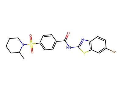N-(6-bromo-1,3-benzothiazol-2-yl)-4-[(2-methylpiperidin-1-yl)sulfonyl]benzamide structure