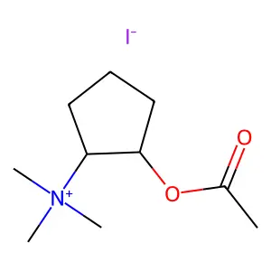 trans-(-)-2-(acetyloxy)-N,N,N-trimethylcyclopentanaminium iodide structure