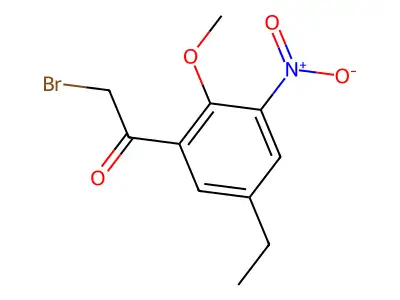 2-Bromo-1-(5-ethyl-2-methoxy-3-nitrophenyl)ethanone structure