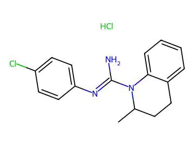 1,2,3,4-Tetrahydroquinaldine-1-(N'-(p-chlorophenyl))carboxamidine hydrochloride structure