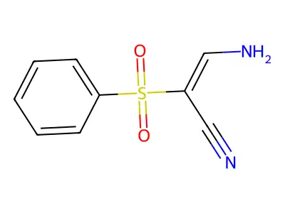 (Z)-3-amino-2-(benzenesulfonyl)prop-2-enenitrile structure