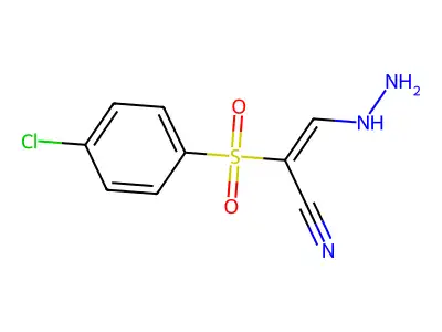 2-(4-Chlorophenyl)sulfonyl-3-hydrazinylprop-2-enenitrile structure