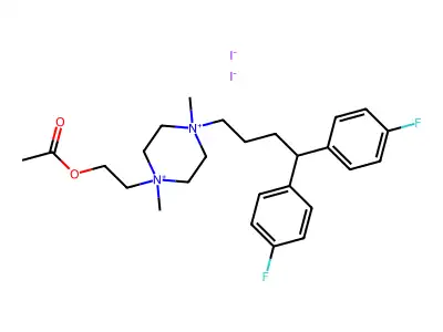 1-(2-(Acetyloxy)ethyl)-4-(4,4-bis(4-fluorophenyl)butyl)-1,4-dimethylpiperazinium diiodide structure