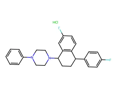 1-(7-Fluoro-4-(4-fluorophenyl)-1,2,3,4-tetrahydro-1-naphthyl)-4-phenylpiperazine hydrochloride structure