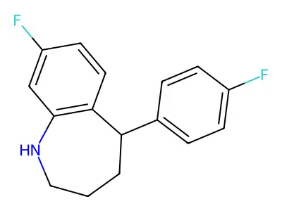 8-fluoro-5-(4-fluorophenyl)-2,3,4,5-tetrahydro-1H-1-benzazepine structure