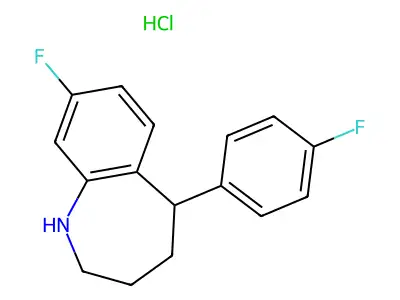 8-Fluoro-5-(4-fluorophenyl)-2,3,4,5-tetrahydro-1H-1-benzazepine hydrochloride structure