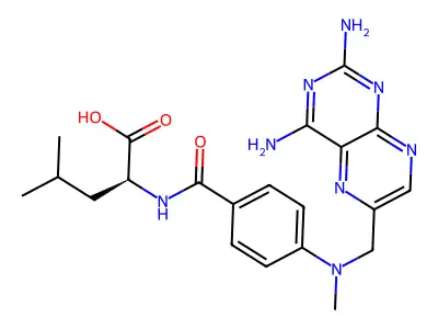 Leucine, N-(p-(((2,4-diamino-6-pteridinyl)methyl)methylamino)benzoyl)-, L- structure