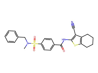 4-[benzyl(methyl)sulfamoyl]-N-(3-cyano-4,5,6,7-tetrahydro-1-benzothiophen-2-yl)benzamide structure