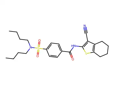 N-(3-cyano-4,5,6,7-tetrahydro-1-benzothiophen-2-yl)-4-(dibutylsulfamoyl)benzamide structure