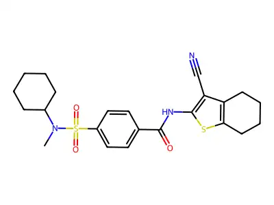 N-(3-cyano-4,5,6,7-tetrahydro-1-benzothiophen-2-yl)-4-[cyclohexyl(methyl)sulfamoyl]benzamide structure