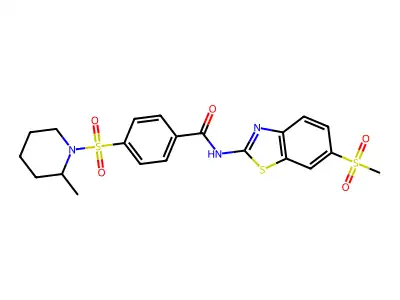 N-(6-methanesulfonyl-1,3-benzothiazol-2-yl)-4-[(2-methylpiperidin-1-yl)sulfonyl]benzamide structure