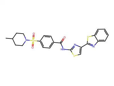 N-[4-(1,3-benzothiazol-2-yl)-1,3-thiazol-2-yl]-4-[(4-methylpiperidin-1-yl)sulfonyl]benzamide structure