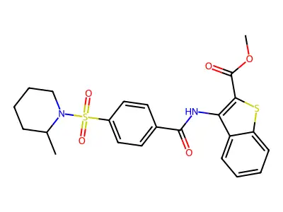 methyl 3-(4-((2-methylpiperidin-1-yl)sulfonyl)benzamido)benzo[b]thiophene-2-carboxylate structure