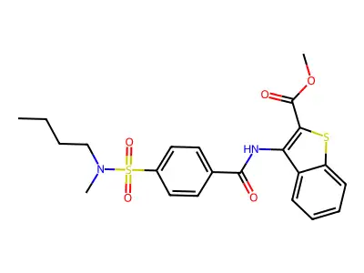 methyl 3-(4-(N-butyl-N-methylsulfamoyl)benzamido)benzo[b]thiophene-2-carboxylate structure