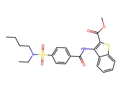 methyl 3-(4-(N-butyl-N-ethylsulfamoyl)benzamido)benzo[b]thiophene-2-carboxylate structure