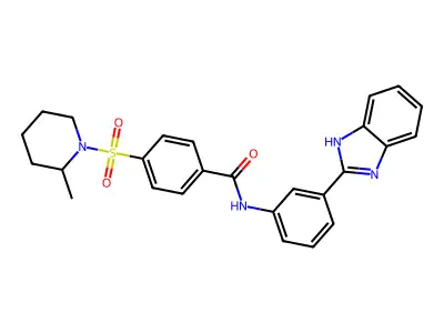 N-[3-(1H-benzimidazol-2-yl)phenyl]-4-(2-methylpiperidin-1-yl)sulfonylbenzamide structure