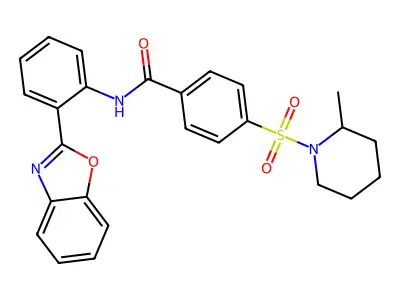 N-(2-(benzo[d]oxazol-2-yl)phenyl)-4-((2-methylpiperidin-1-yl)sulfonyl)benzamide structure