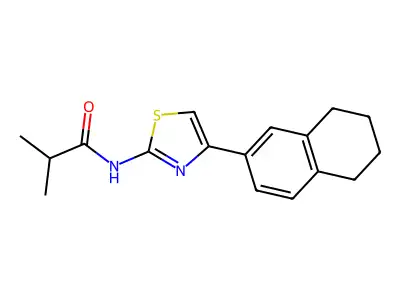 2-methyl-N-[4-(5,6,7,8-tetrahydronaphthalen-2-yl)-1,3-thiazol-2-yl]propanamide structure