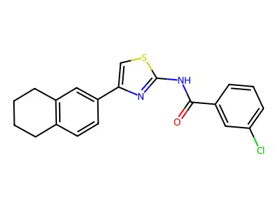 3-chloro-N-[4-(5,6,7,8-tetrahydronaphthalen-2-yl)-1,3-thiazol-2-yl]benzamide structure
