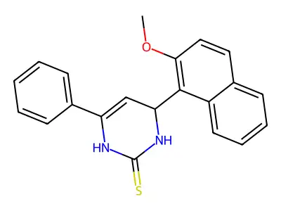 4-(2-methoxynaphthalen-1-yl)-6-phenyl-3,4-dihydropyrimidine-2(1H)-thione structure