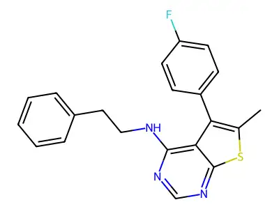 5-(4-fluorophenyl)-6-methyl-N-(2-phenylethyl)thieno[2,3-d]pyrimidin-4-amine structure