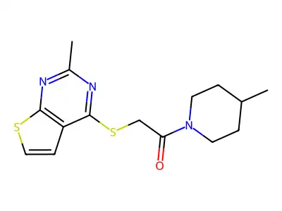 1-(4-Methylpiperidin-1-yl)-2-((2-methylthieno[2,3-d]pyrimidin-4-yl)thio)ethanone structure