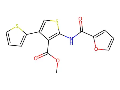 Methyl 2-(furan-2-carbonylamino)-4-thiophen-2-ylthiophene-3-carboxylate structure