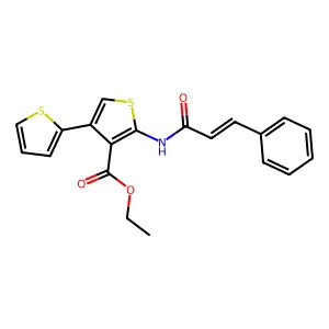 ethyl 2-[[(E)-3-phenylprop-2-enoyl]amino]-4-thiophen-2-ylthiophene-3-carboxylate structure