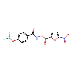 4-(difluoromethoxy)-N-((5-nitrofuran-2-carbonyl)oxy)benzamide structure
