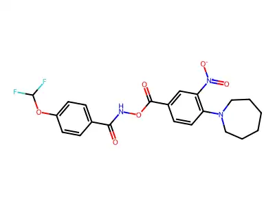 N-((4-(azepan-1-yl)-3-nitrobenzoyl)oxy)-4-(difluoromethoxy)benzamide structure
