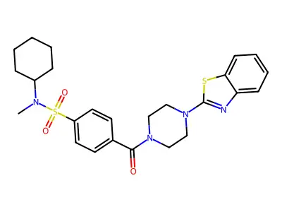 4-(4-(benzo[d]thiazol-2-yl)piperazine-1-carbonyl)-N-cyclohexyl-N-methylbenzenesulfonamide structure