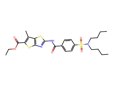 ETHYL 2-[4-(DIBUTYLSULFAMOYL)BENZAMIDO]-6-METHYLTHIENO[2,3-D][1,3]THIAZOLE-5-CARBOXYLATE structure
