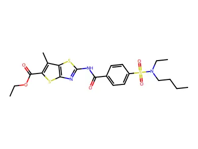 ETHYL 2-{4-[BUTYL(ETHYL)SULFAMOYL]BENZAMIDO}-6-METHYLTHIENO[2,3-D][1,3]THIAZOLE-5-CARBOXYLATE structure