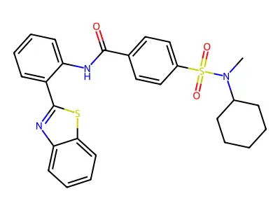 N-[2-(1,3-benzothiazol-2-yl)phenyl]-4-[cyclohexyl(methyl)sulfamoyl]benzamide structure