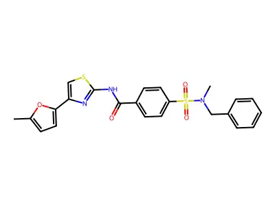 4-[benzyl(methyl)sulfamoyl]-N-[4-(5-methylfuran-2-yl)-1,3-thiazol-2-yl]benzamide structure