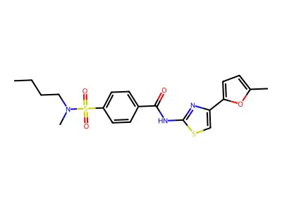 4-[butyl(methyl)sulfamoyl]-N-[4-(5-methylfuran-2-yl)-1,3-thiazol-2-yl]benzamide structure