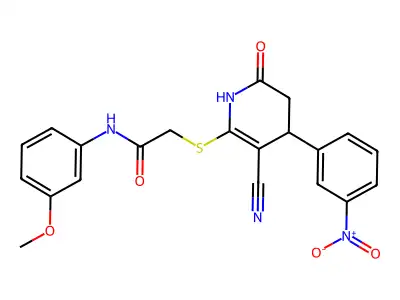 2-{[3-cyano-4-(3-nitrophenyl)-6-oxo-1,4,5,6-tetrahydropyridin-2-yl]sulfanyl}-N-(3-methoxyphenyl)acetamide structure