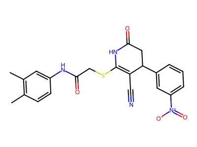 2-{[3-cyano-4-(3-nitrophenyl)-6-oxo-1,4,5,6-tetrahydropyridin-2-yl]sulfanyl}-N-(3,4-dimethylphenyl)acetamide structure