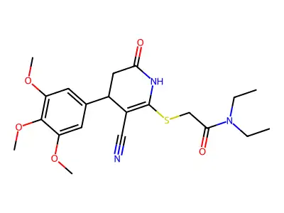 2-{[3-cyano-6-oxo-4-(3,4,5-trimethoxyphenyl)-1,4,5,6-tetrahydropyridin-2-yl]sulfanyl}-N,N-diethylacetamide structure
