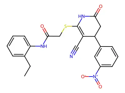 2-{[3-cyano-4-(3-nitrophenyl)-6-oxo-1,4,5,6-tetrahydropyridin-2-yl]sulfanyl}-N-(2-ethylphenyl)acetamide structure