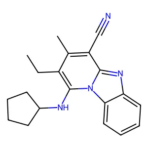 1-(Cyclopentylamino)-2-ethyl-3-methylpyrido[1,2-a]benzimidazole-4-carbonitrile structure