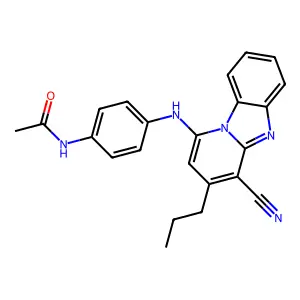N-{4-[(4-cyano-3-propylpyrido[1,2-a]benzimidazol-1-yl)amino]phenyl}acetamide structure