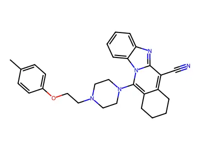 11-(4-(2-(p-tolyloxy)ethyl)piperazin-1-yl)-7,8,9,10-tetrahydrobenzo[4,5]imidazo[1,2-b]isoquinoline-6-carbonitrile structure
