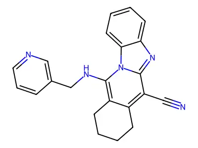 11-((pyridin-3-ylmethyl)amino)-7,8,9,10-tetrahydrobenzo[4,5]imidazo[1,2-b]isoquinoline-6-carbonitrile structure