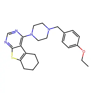 4-[4-[(4-ethoxyphenyl)methyl]piperazin-1-yl]-5,6,7,8-tetrahydro-[1]benzothiolo[2,3-d]pyrimidine structure