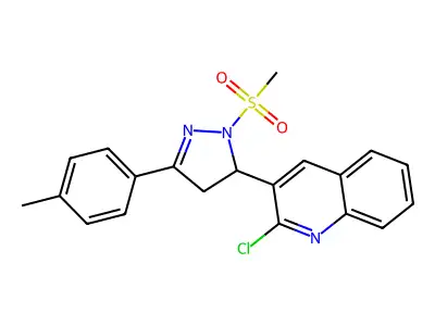 2-chloro-3-(1-(methylsulfonyl)-3-(p-tolyl)-4,5-dihydro-1H-pyrazol-5-yl)quinoline structure