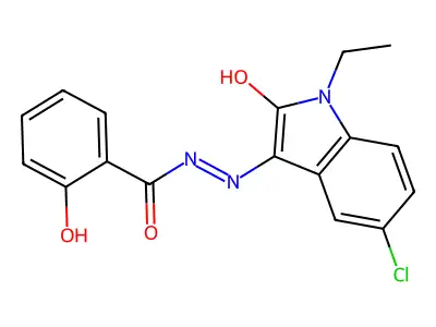 (E)-N'-(5-chloro-1-ethyl-2-oxoindolin-3-ylidene)-2-hydroxybenzohydrazide structure
