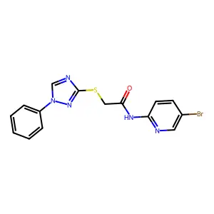 N-(5-bromopyridin-2-yl)-2-[(1-phenyl-1,2,4-triazol-3-yl)sulfanyl]acetamide structure