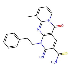 2-imino-10-methyl-5-oxo-1-(2-phenylethyl)-1,5-dihydro-2H-dipyrido[1,2-a:2',3'-d]pyrimidine-3-carbothioamide structure
