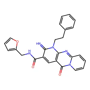 N-(2-furanylmethyl)-2-imino-5-oxo-1-(2-phenylethyl)-3-dipyrido[1,2-d:3',4'-f]pyrimidinecarboxamide structure